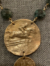 Load image into Gallery viewer, Necklace, Antique Hunt Designs Foxhunting Trilogy Pendant set on Raw Emerald 15” Chain