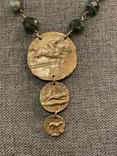 Load image into Gallery viewer, Necklace, Antique Hunt Designs Foxhunting Trilogy Pendant set on Raw Emerald 15” Chain