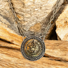 Load image into Gallery viewer, Necklace, Fabulous Bronze Huntsman set in detailed Sterling Silver Bezel on Sterling Twist Paper Clip Chain