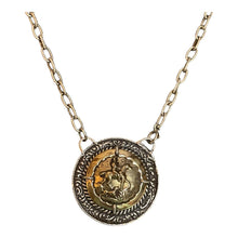 Load image into Gallery viewer, Necklace, Fabulous Bronze Huntsman set in detailed Sterling Silver Bezel on Sterling Twist Paper Clip Chain