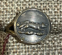 Load image into Gallery viewer, Ring, Running Fox Button, Silver Colored Metal, set in Solid Bronze, Sz 6