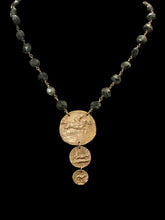 Load image into Gallery viewer, Necklace, Antique Hunt Designs Foxhunting Trilogy Pendant set on Raw Emerald 15” Chain