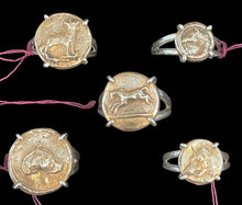 Load image into Gallery viewer, Ring, Fired Bronze Clay Horse Medallion, set in Sterling, Sz 7.5