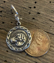 Load image into Gallery viewer, Earrings, Antique Hunt Designs Fox Hound Head in Wreath, in Sterling, on Sterling wires