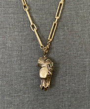 Load image into Gallery viewer, Bronze Horse Head Pendant Necklace - AH Designs Exclusive - on Gold Plated “Watch Chain” 24 inches.
