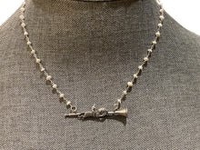 Load image into Gallery viewer, Necklace, Antique Hunt Designs Sterling Pendant, “Call to the Races!” Cast from Antique Brooch, set on Natural Pearl Rosary Style Chain, 15”