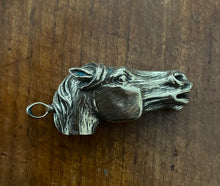 Load image into Gallery viewer, Bronze Horse Head Pendant Necklace - AH Designs Exclusive - on Gold Plated “Watch Chain” 24 inches.