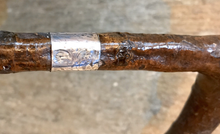 Load image into Gallery viewer, Whip-Crop, Hunting Antique Knobby Wood Cubbing Or Rat catcher Hunt Crop w engraved, Sterling (1800’s) Banded Collar