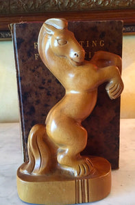 Bookends: Art Deco Carved Wooden Horses