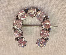 Load image into Gallery viewer, Brooch, Civil War era "paste" diamond & Sterling horse shoe, Dressage Ring