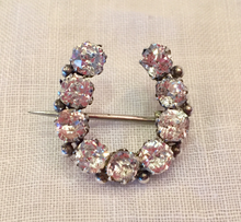 Load image into Gallery viewer, Brooch, Civil War era "paste" diamond & Sterling horse shoe, Dressage Ring