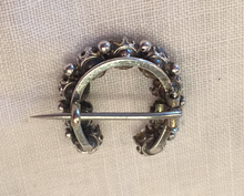 Load image into Gallery viewer, Brooch, Civil War era "paste" diamond & Sterling horse shoe, Dressage Ring