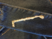 Load image into Gallery viewer, Stock pin, Antique, silver washed whip w 19th c bling, Hunting or Dressage