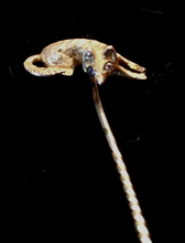 Load image into Gallery viewer, Stickpin, Antique Gold Fox w Diamond Eyes