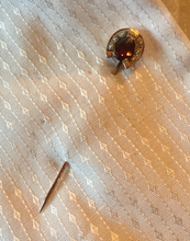 Load image into Gallery viewer, Stickpin, Antique gold, garnet & pearl horse shoe