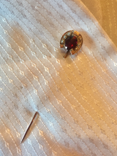 Load image into Gallery viewer, Stickpin, Antique gold, garnet & pearl horse shoe