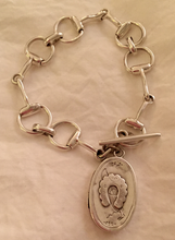 Load image into Gallery viewer, Bracelet, AH designed 19th C Horse Shoe Locket on Sterling Bit links