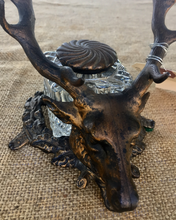 Load image into Gallery viewer, Desk Inkwell & Pen Stand, Arts & Crafts-Art Nouveau, Bradley & Hubbard stag pen rest & inkwell