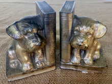 Load image into Gallery viewer, Bookends: Vintage 1900-1950&#39;s terrier puppies &amp; books
