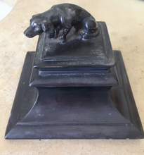 Load image into Gallery viewer, Desk Inkwell w Bassett Hound lid (circa 1880-1930)