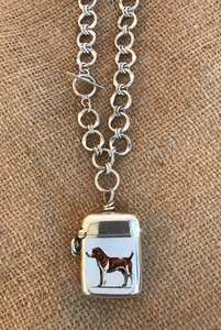 Necklace, AH designed Sterling Hound Vesta Case on Toggle Chain