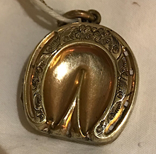 Load image into Gallery viewer, Locket, antique, gold clad horse hoof-shoe