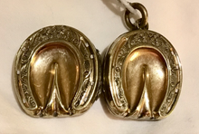 Load image into Gallery viewer, Locket, antique, gold clad horse hoof-shoe