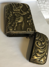 Load image into Gallery viewer, Vesta case with embossed 19th c steeplechase scene, Desk Conversation Piece