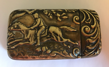 Load image into Gallery viewer, Vesta case with embossed 19th c steeplechase scene, Desk Conversation Piece