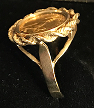 Load image into Gallery viewer, Ring, 14k with .999 pure gold Singapore horse coin