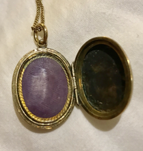 Load image into Gallery viewer, Necklace, locket w horse shoe, 9 kt gold, garnets & pearls