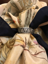 Load image into Gallery viewer, Scarf ring, 19th c, sterling, intricate ivy design