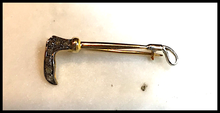 Load image into Gallery viewer, Brooch, hunt whip stock pin, chocolate diamonds & 10 kt gold, Dressage