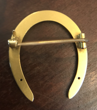 Load image into Gallery viewer, Brooch, antique 1900’s horseshoe, 14 kt yellow & white gold