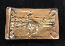 Load image into Gallery viewer, Belt Buckle, vintage 1940’s rodeo bronc rider, heavy brass or bronze