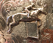 Load image into Gallery viewer, Belt Buckle, Rare Diablo Western Style Hunter-Jumper rider, solid sterling
