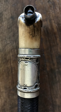 Load image into Gallery viewer, Beagling Whip, Antique-Victorian era, hound’s head, plaited shaft & decorative collar