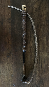 Beagling Whip, rare, antique-Victorian era, whistle topped, with exceptional plaiting, part of original thong and an adjustable length shaft