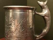 Load image into Gallery viewer, Bar/Tableware, Tankard, Fox handle, Sheffield English pewter w foxhunting scene