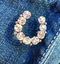 Load image into Gallery viewer, Brooch, Civil War era "paste" diamond & Sterling horse shoe, Dressage Ring