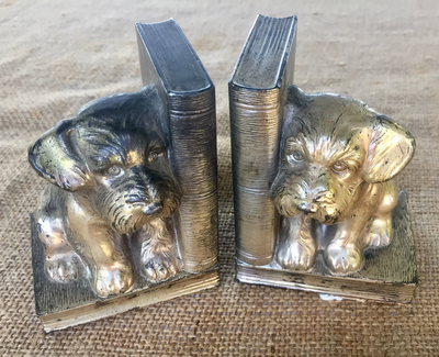 Bookends: Vintage 1900-1950's terrier puppies & books