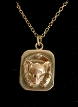 Load image into Gallery viewer, Locket, fox head & horse shoe, sterling 1886