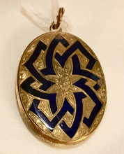 Load image into Gallery viewer, Locket, 9 kt gold with cobalt blue enamel inlay