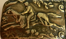 Load image into Gallery viewer, Vesta case with embossed 19th c steeplechase scene, Desk Conversation Piece