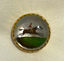 Load image into Gallery viewer, Stickpin, antique reverse painted crystal in 14 kt setting