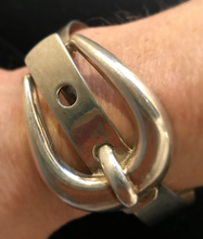 Load image into Gallery viewer, Bracelet, large buckle, sterling, mid century modern