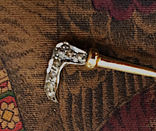 Load image into Gallery viewer, Brooch, hunt whip stock pin, chocolate diamonds & 10 kt gold, Dressage