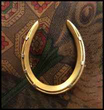 Load image into Gallery viewer, Brooch, antique 1900’s horseshoe, 14 kt yellow & white gold