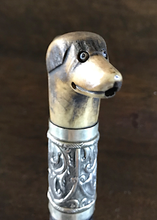 Load image into Gallery viewer, Beagling Whip, Antique-Victorian era, hound’s head, plaited shaft &amp; decorative collar
