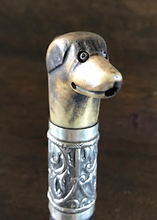Load image into Gallery viewer, Beagling Whip, Antique-Victorian era, hound’s head, plaited shaft & decorative collar